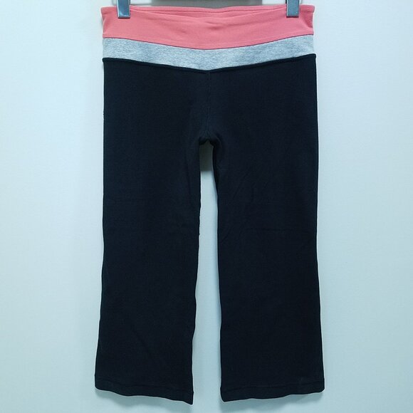 Lululemon Groove Crop Leggings Pant Size 4 XS Pink Wee Stripe Black - Picture 2 of 11